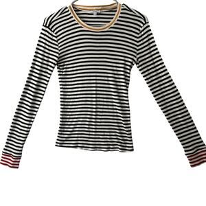 Splendid Wyatt Striped Colorblock Long-Sleeve Top – Black & White – Size XS
